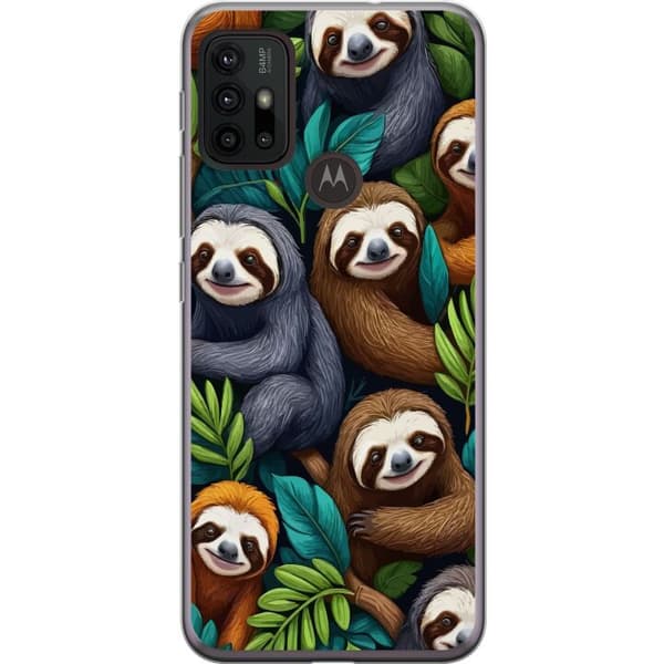 Motorola Moto G30 Läpinäkyvä kuori Sengångarstil - rentoutunut muotoilu söpöllä laiskiaalla
