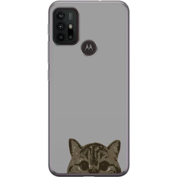 Motorola Moto G30 Läpinäkyvä kuori Harmaa kissan katse - tyylikäs kissa suunnittelu harmaalla taustalla
