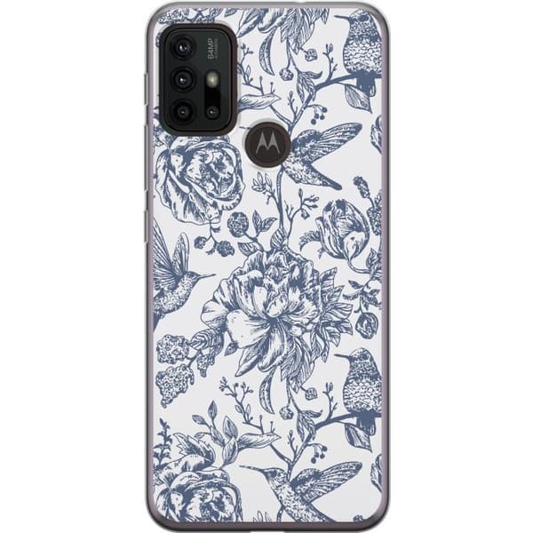 Motorola Moto G30 Genomskinligt Skal Blomster & Fåglar – romantiskt mönster i vintage-stil