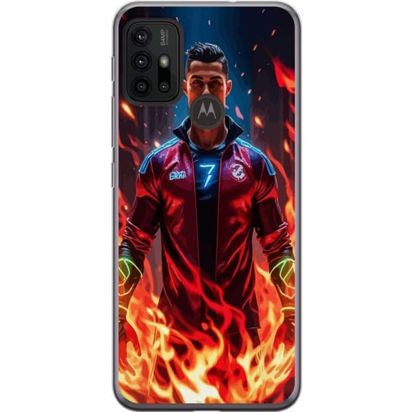 Motorola Moto G30 Gennemsigtig cover Ronaldo Inferno - fodboldhelt i flammer