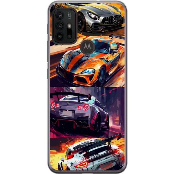 Motorola Moto G30 Läpinäkyvä kuori Ralli kuume - vauhdikas teema ralliautoilla