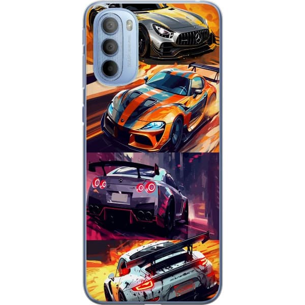 Motorola Moto G31 Läpinäkyvä kuori Ralli kuume - vauhdikas teema ralliautoilla