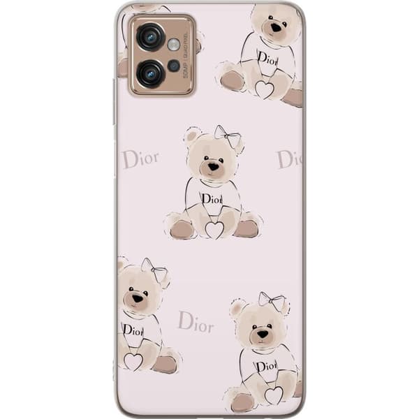 Motorola Moto G32 Genomskinligt Skal Teddy Dior Vibes – lyxig nalle i fashionstil
