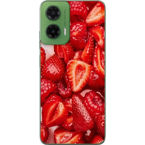 Motorola Moto G35 Genomskinligt Skal Jordgubbsmönster – sött motiv med sommarkänsla