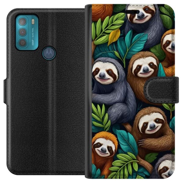 Motorola Moto G50 Plånboksfodral Sengångarstil – avslappnat motiv med söt sengångare