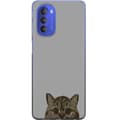 Miniatyrbillede 1 af 3: Motorola Moto G51 5G Gennemsigtig cover Grå Katteblik - stilfuld kat design med grå baggrund