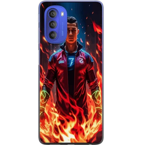 Motorola Moto G51 5G Läpinäkyvä kuori Ronaldo Inferno - jalkapallolegenda liekeissä