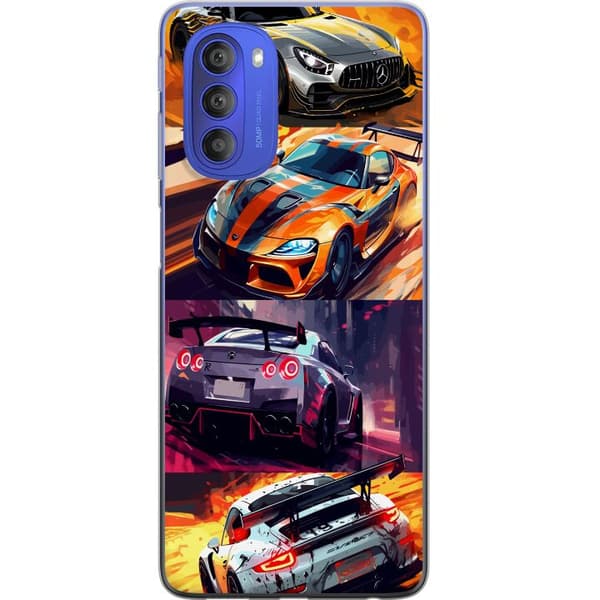 Motorola Moto G51 5G Läpinäkyvä kuori Ralli kuume - vauhdikas teema ralliautoilla