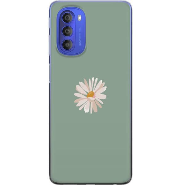 Motorola Moto G51 5G Gennemsigtig cover Grøn Minimalblomst - stilfuld blomst på grøn baggrund