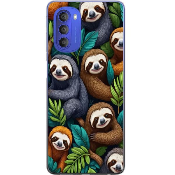 Motorola Moto G51 5G Läpinäkyvä kuori Sengångarstil - rentoutunut muotoilu söpöllä laiskiaalla