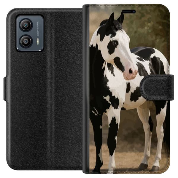 Motorola Moto G53 Plånboksfodral Vacker Häst – elegant illustration av hästmotiv