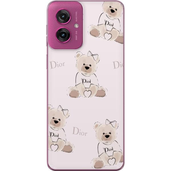 Motorola Moto G55 Genomskinligt Skal Teddy Dior Vibes – lyxig nalle i fashionstil