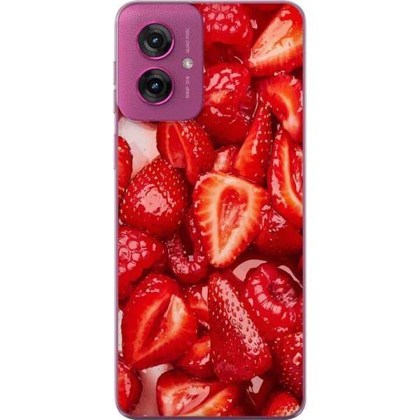 Motorola Moto G55 Läpinäkyvä kuori Mansikkakuviointi - makea motiivi kesäfiiliksellä