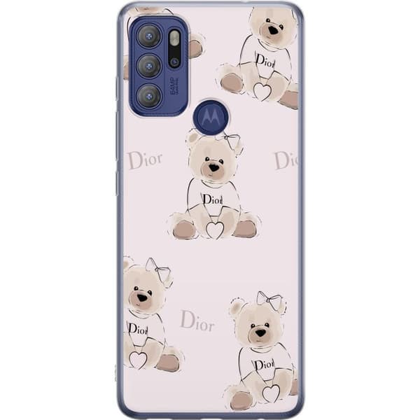Motorola Moto G60S Genomskinligt Skal Teddy Dior Vibes – lyxig nalle i fashionstil