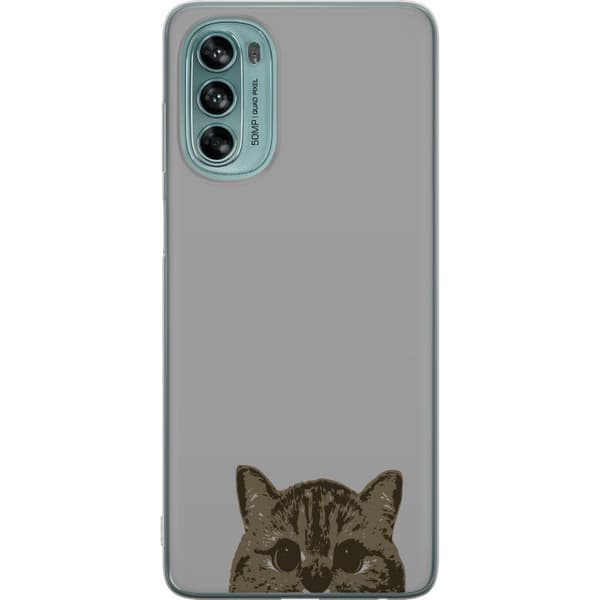 Motorola Moto G62 5G Gjennomsiktig deksel Grå Kattblikk - stilren katte design med grå bakgrunn