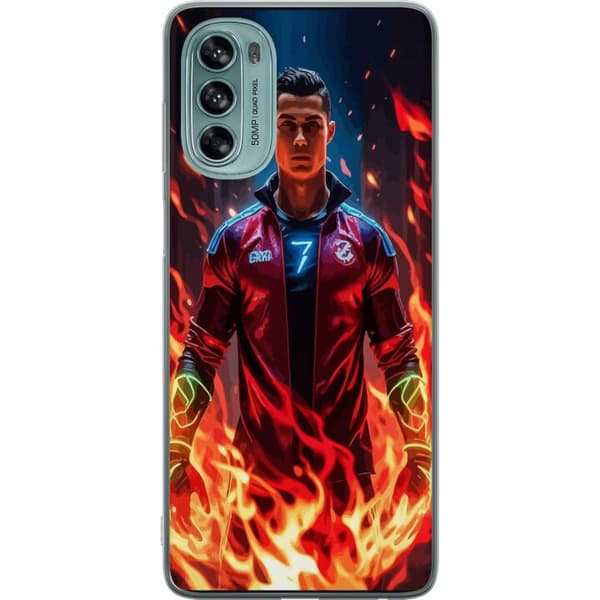 Motorola Moto G62 5G Genomskinligt Skal Ronaldo Inferno – fotbollshjälte i eldflammor