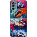 Miniatyrbild 1 av 3: Motorola Moto G62 5G Genomskinligt Skal Fartfyllda Bilar – tecknat mönster med action
