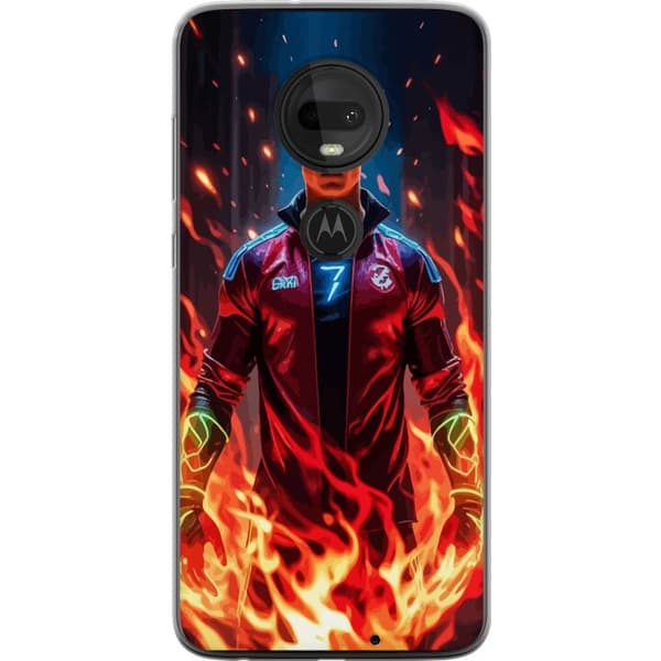 Motorola Moto G7 Genomskinligt Skal Ronaldo Inferno – fotbollshjälte i eldflammor