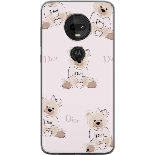Motorola Moto G7 Gennemsigtig cover Teddy Dior Vibes - luksuriøs bamse i modetil