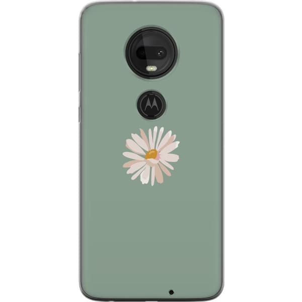 Motorola Moto G7 Gjennomsiktig deksel Grønn Minimalblomst - stilren blomst på grønn bakgrunn