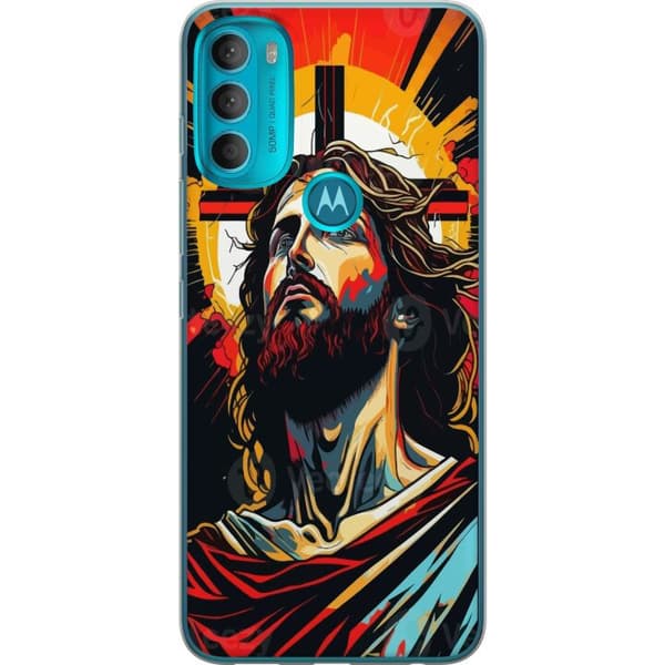 Motorola Moto G71 5G Genomskinligt Skal Jesus & Kort – religiöst motiv med djup symbolik