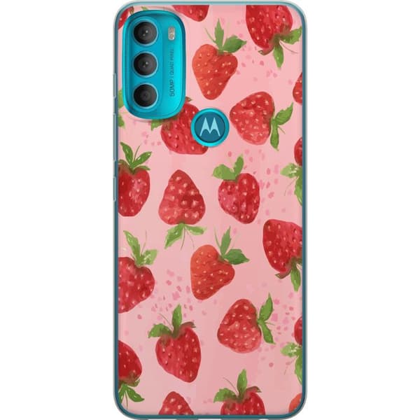 Motorola Moto G71 5G Gjennomsiktig deksel Jordbærdrømmer - Retro-stil jordbærmønster