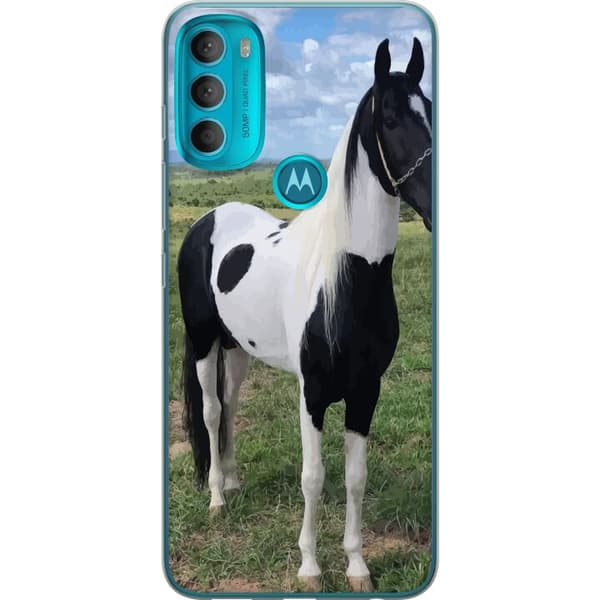 Motorola Moto G71 5G Gjennomsiktig deksel Heste Magi - stilisert hest i en rolig fargepalett