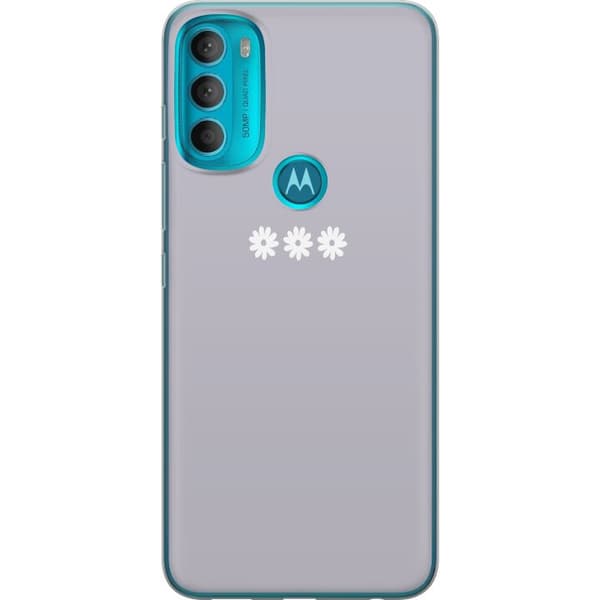 Motorola Moto G71 5G Genomskinligt Skal Lila Blomminimalism – stilrent blommotiv på lila bakgrund