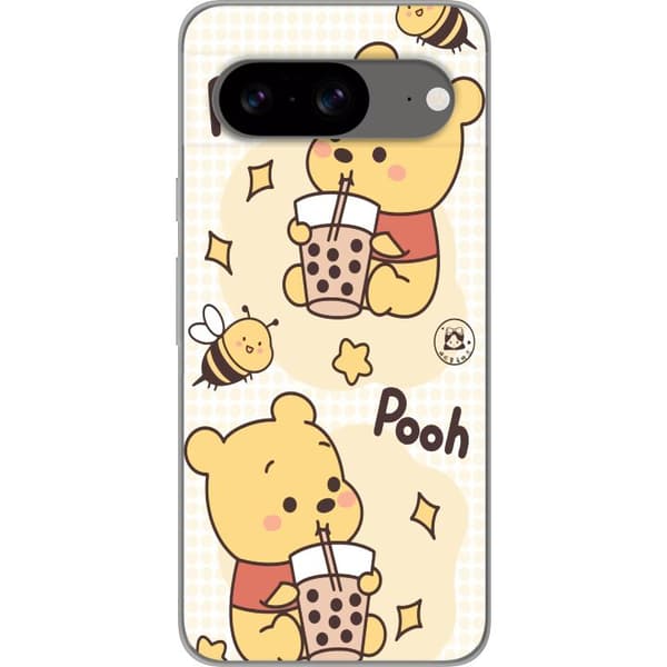 Google Pixel 8 Gennemsigtig cover Nalle Pooh-stil - klassisk bjørnemotiv i en ny fortolkning