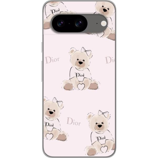Google Pixel 8 Genomskinligt Skal Teddy Dior Vibes – lyxig nalle i fashionstil