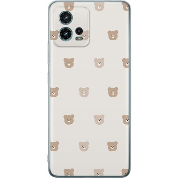 Motorola Moto G72 Genomskinligt Skal Teddy Background – gulliga nallar mot mjuk bakgrund