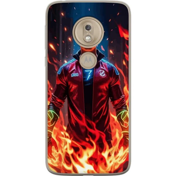 Motorola Moto G7 Play Gennemsigtig cover Ronaldo Inferno - fodboldhelt i flammer