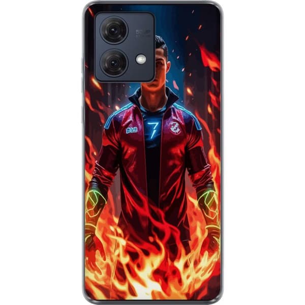 Motorola Moto G84 Gennemsigtig cover Ronaldo Inferno - fodboldhelt i flammer