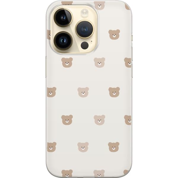 Apple iPhone 15 Pro Läpinäkyvä kuori Teddy-tausta - söpöt teddykarhut pehmeällä taustalla