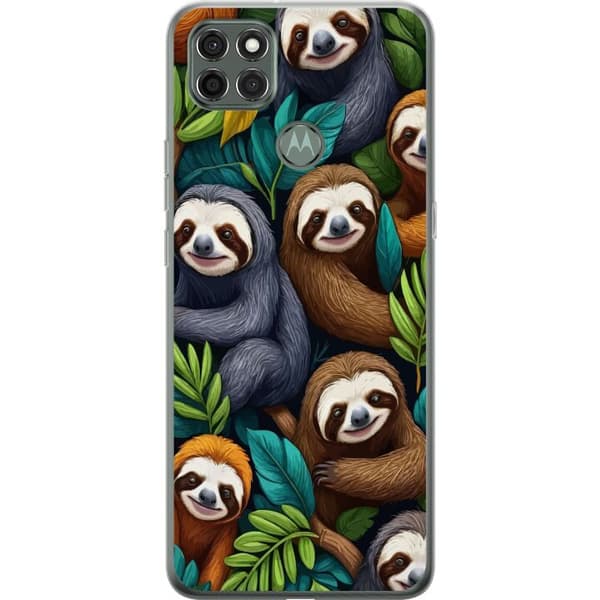 Motorola Moto G9 Power Gennemsigtig cover Sengångarstil - afslappet motiv med sød dovendyr