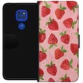 Pikkukuva 1 / 3: Motorola Moto G9 Play Lompakkokotelo Mansikkahaaveet - Retrot tyyli mansikkakuviointi
