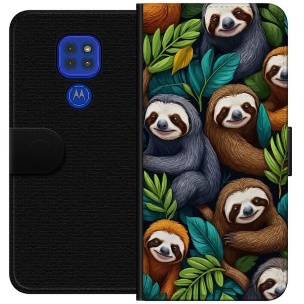 Motorola Moto G9 Play Plånboksfodral Sengångarstil – avslappnat motiv med söt sengångare