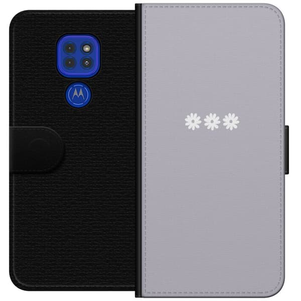 Motorola Moto G9 Play Plånboksfodral Lila Blomminimalism – stilrent blommotiv på lila bakgrund
