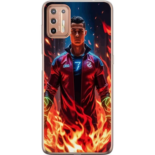 Motorola Moto G9 Plus Genomskinligt Skal Ronaldo Inferno – fotbollshjälte i eldflammor