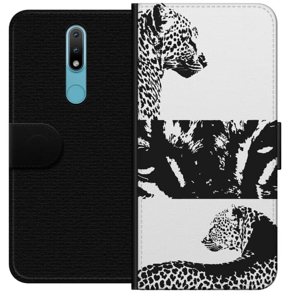 Nokia 2.4 Plånboksfodral Leopard Faces – trendigt mönster med leopardansikten
