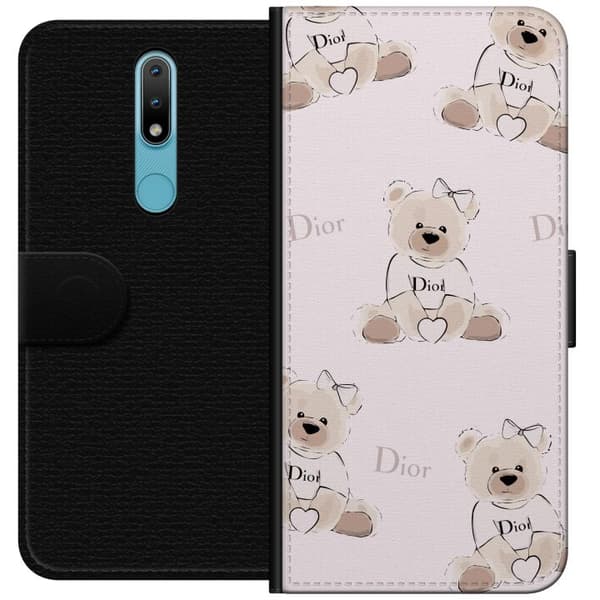 Nokia 2.4 Tegnebogsetui Teddy Dior Vibes - luksuriøs bamse i modetil