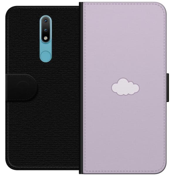 Nokia 2.4 Plånboksfodral Lila Moln – minimalistiskt moln på lila bakgrund