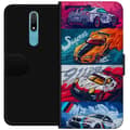 Pikkukuva 1 / 3: Nokia 2.4 Lompakkokotelo Nopeat Autot - Piirretty Kuvio Toiminnalla