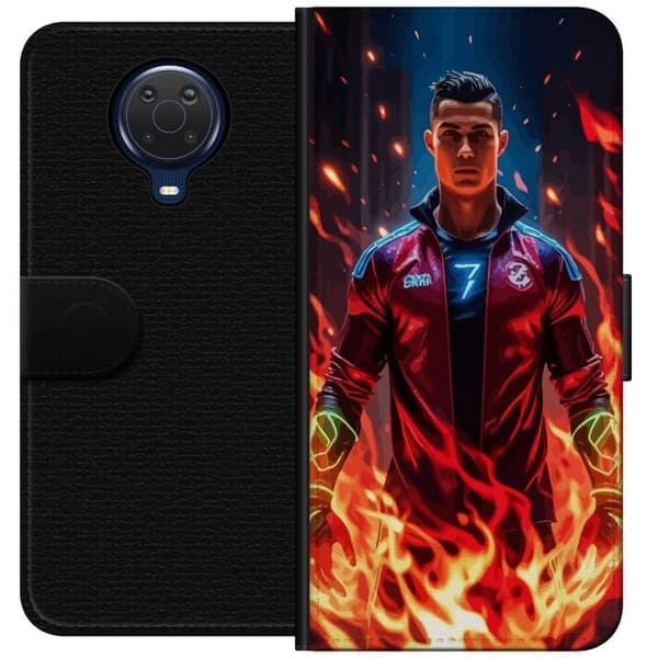 Nokia G20 Lompakkokotelo Ronaldo Inferno - jalkapallolegenda liekeissä