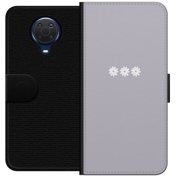 Nokia G20 Plånboksfodral Lila Blomminimalism – stilrent blommotiv på lila bakgrund