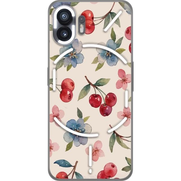 Nothing Phone (2) Gjennomsiktig deksel Bær & Blomster - mønster med blå blomster og skogsbær