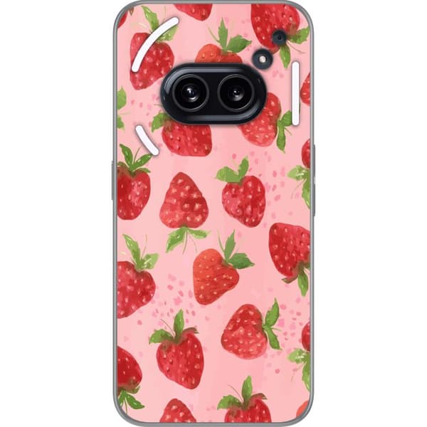 Nothing Phone (2a) Gennemsigtig cover Jordbærdrømme - Retro-stil jordbærmønster