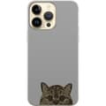 Miniatyrbilde 1 av 3: Apple iPhone 14 Pro Max Gjennomsiktig deksel Grå Kattblikk - stilren katte design med grå bakgrunn