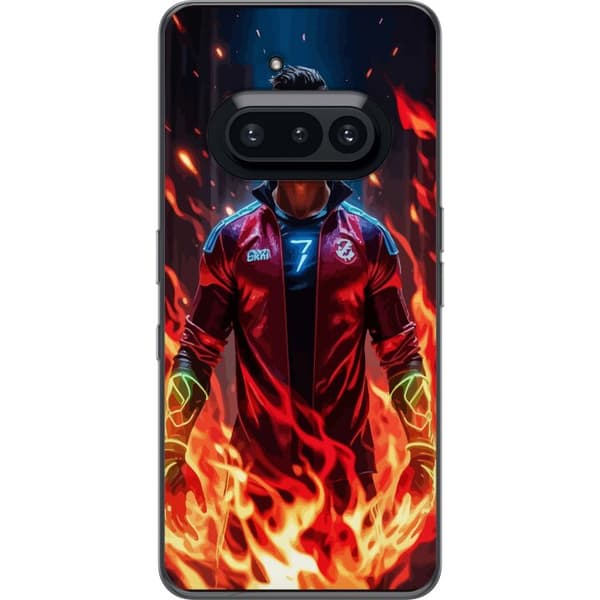 Nothing Phone (3a) Gennemsigtig cover Ronaldo Inferno - fodboldhelt i flammer
