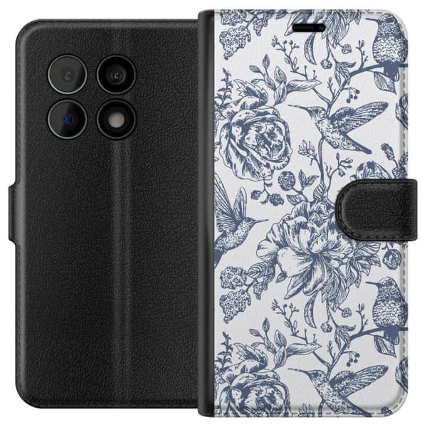 OnePlus 10 Pro Lommeboketui Blomster & Fugler - Romantiskt Vintage-stil Mønster